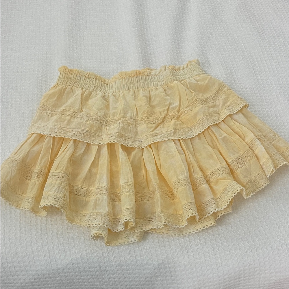 LoveShackFancy Yellow Ruffled Mini Skirt